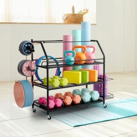 [DO NOT SELL ON AMAZON]Home Gym Storage Rack - Weight Rack for Dumbbells - Yoga Mat Storage Rack with Two Extra Side Storage Space - Garage Stora