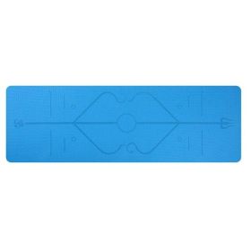 Non Slip TPE Yoga Mat Position Line Beginner (Option: Lake blue)